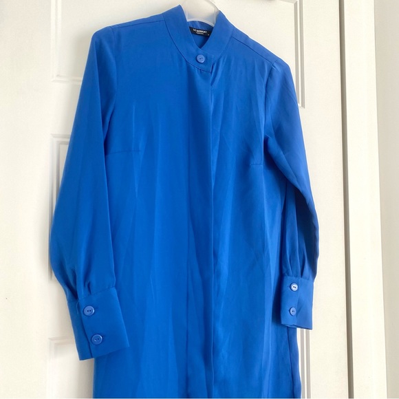 Royal Blue Concealed Buttons Shirt Dress Tunic Size Small - Picture 2 of 4